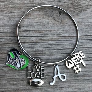 Personalized Seattle Seahawks Charm Bracelet
